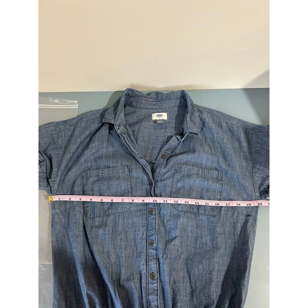 Old navy cotton denim romper shortall  womens L waist cinch - Picture 6 of 10